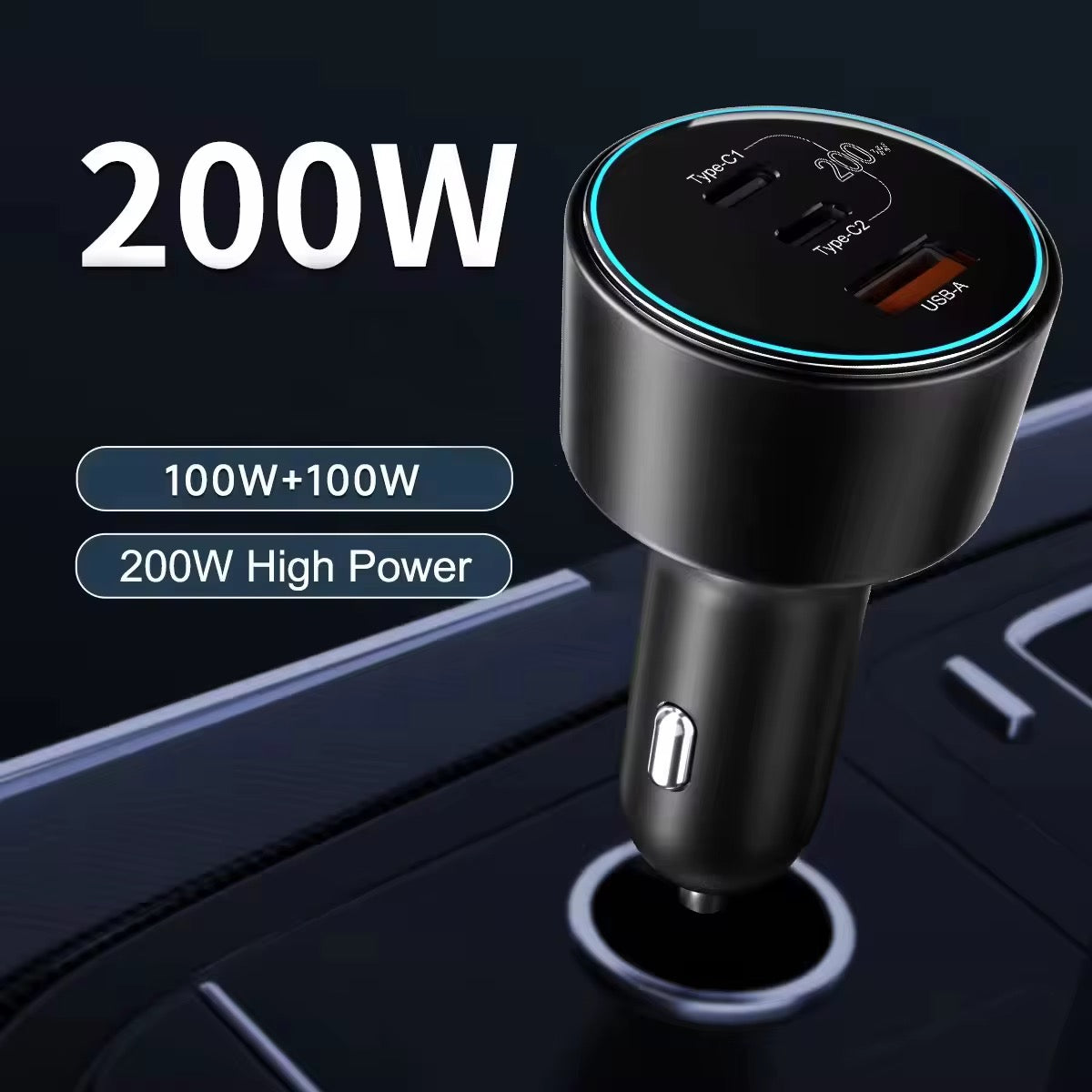 200W USB-C/USB Car Charger