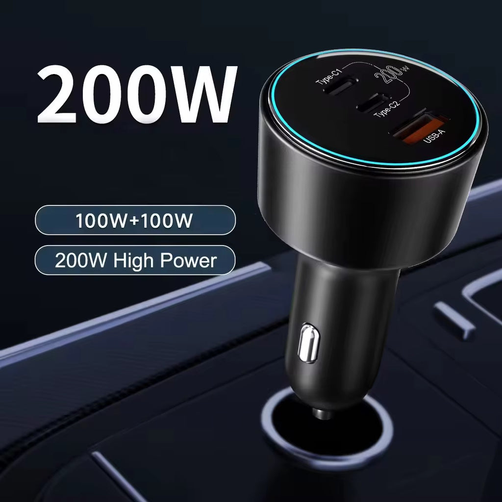 200W USB-C/USB Car Charger